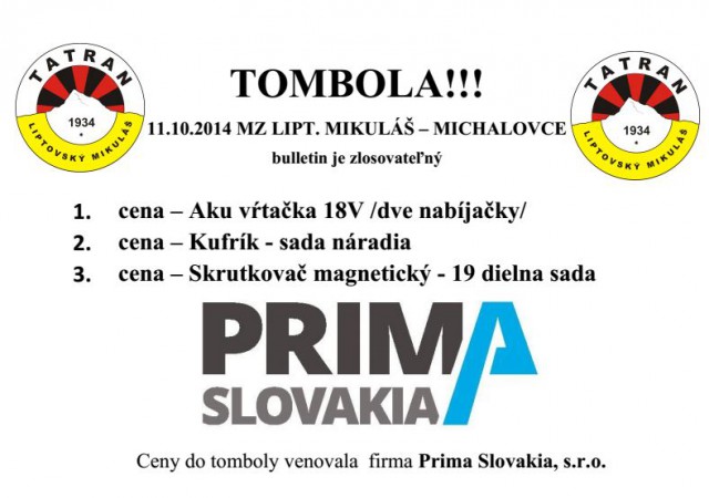 Tombola nebude chýbať