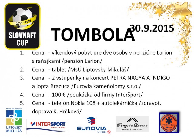 Tombola na zápas so Žilinou